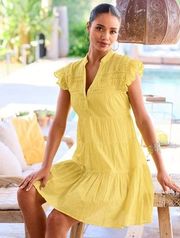 Boston Proper Tiered Shift Dress Size XL Lemon Drop Yellow Lined Ruffle NWT