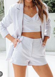 Plaid Pocketed Blazer Set