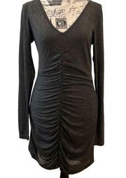 LAmade Bodycon longsleeve grey and gold shimmer dress Small S New