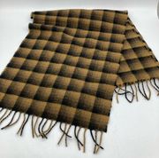 Pendleton Vintage  Checkered Plaid Wool Fringed Scarf