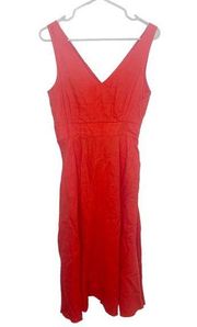 Cynthia Rowley red linen midi dress NWT sleeveless size 4