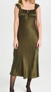 Madewell Green Square-Neck Midi Dress Size 8