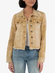 Kut from the Kloth Julia Crop Jacket in Khaki Stars