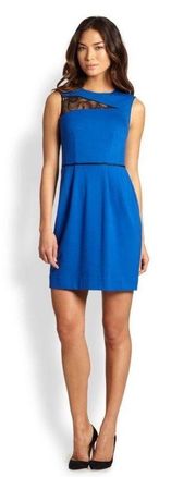 Nanette Lepore Take My Hand Lace Insert Dress Cobalt Size 4