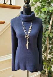 New Direction Women Blue Acrylic Cowl Neck Long Sleeve Pullover Knit Sweater XL