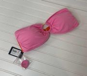 NWT Kate Spade New York Womens Pink Ring Bandeau Bikini Swim Top Size L