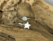 Sterling Silver  White Star Cz Toe Ring