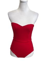 NBD Patricia Bodysuit in Red Sweetheart Strapless Solid Top Revolve Size S
