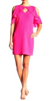 Trina Turk Women's 2 Bright Pink Mini Off Shoulder Formal Classy Dress