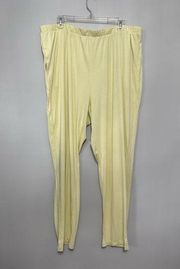 Open Edit Pants Women's 2X Plus Yellow High Rise Pull On Pockets Knit New