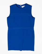 Victoria Beckham Silk Georgette Trimmed Wool Crepe Mini Sheath Blue Dress 6