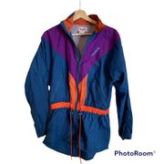 Reebok  Sport Small Nylon Color Block Wind Breaker Drawstring Waist Vintage