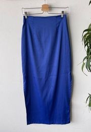 Retro Byer Too Blue Formal Side Slit Maxi Skirt