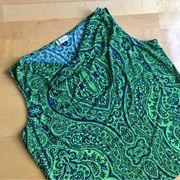 Tahari Paisley, Cowl Neck, Dressy, Sleeveless Tank Top, Green, Blue, Size 2X