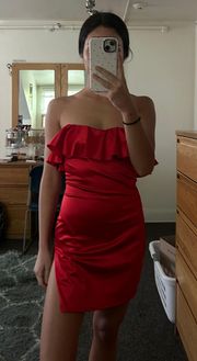 Lucy in the Sky Red Satin Mini Dress