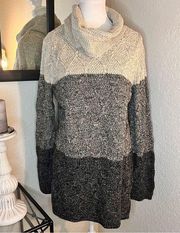 JEANNE PIERRE Stripped Knit Turtleneck‎ Sweater Cotton Size L