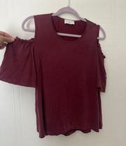 Burgundy cold shoulder top