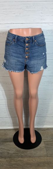 REWASH Women’s  Jean Super High Rise Mom Vintage Reunion Shorts Size 9/29 Fringe