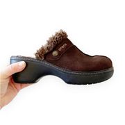 Crocs Leather Clog Mule With Faux Fur Lining