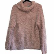 Joseph A. Light Pink Eyelash Cowl Neck Sweater