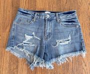 Medium Wash Distressed Denim Short