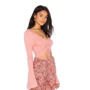 NWT Leia Rosette Pink Flounce Sleeve Crop Top