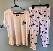 LAURA ASHLEY Womens Size XL Pink Scotty Dog Print PAJAMA SET