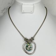 Chico's Abalone Shell Pendant on Silver Tone Coil Necklace