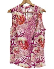 Soft Surroundings Womens M Sleeveless Top Floral Animal Print Summer Beachy