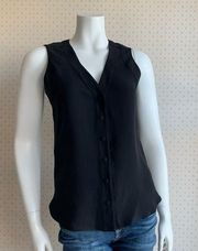 Balenciaga Silk Black Button Front Blouse sz Small PW4