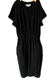 Morgan Taylor T-Shirt Dress Solid Black Cotton Modal Short Sleeve Size Small