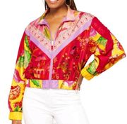 NEW Farm Rio Women's Size Medium Mixed Scarves Printed Windbreaker Jacket