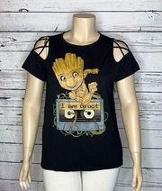 Torrid NWT Size 1 Marvel Baby Groot Lattice Cold Shoulder Sleeve Knit Top Shirt