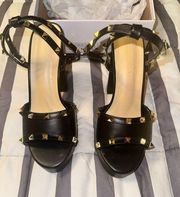 Wild Diva Black Patent Leather Studded Platform Heels size 9