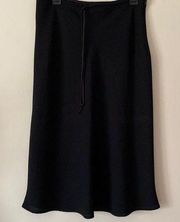 VINTAGE black Flare Skirt Size 12 100% polyester w/ cord tie Y2K