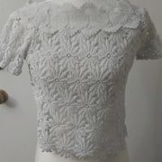 Handmade Vintage Floral Lace Shirt Size XS