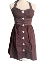 VTG Y2K Ruby Rox Brown & White Toe Halter Dress Size 7