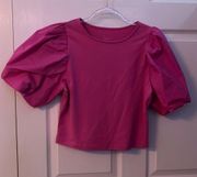 pink puffer sleeve shirt