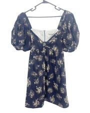 Maggie Sweet dahlia dress floral balloon sleeve navy blue