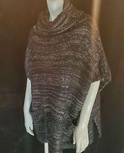 Madden Black & Silver Cowl Neck Poncho Sweater (OS)