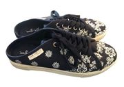 Coldwater Creek Walk With Me Navy Floral Lace-Up Sneaker Slide Size 9.5M Summer