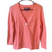 Vineyard Vines Coral Shell Button 3/4 Sleeve Cardigan