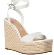 Gianni Bini Senna Leather Jute Platform Wedge Sandals in White Natural 10 NEW