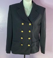 Petite Sophisticate Double Breasted Black Blazer Size 4