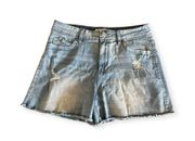 YMI Wannabettabutt Womens Jean Shorts 13/31 Denim High Rise Distressed Cut Off