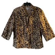 Pre Owned Women’s Sag Harbor Cheetah Leopard Print 3/4 Sleeve Jacket Size XL