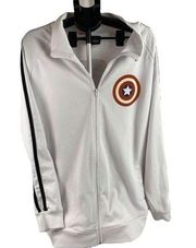 Mens size XXL Captain America Marvel track jacket in white with awesome Captain