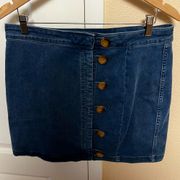 Free People  Women's Button Front Jean Denim Skirt Blue Size 12