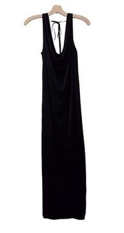 Massimo Dutti Black Maxi Dress Evening Sleeveless Open Back Tie