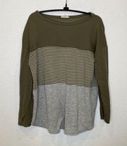 Roolee Striped Colorblock Long Sleeve T-Shirt Casual Sz M Polyester Stretch